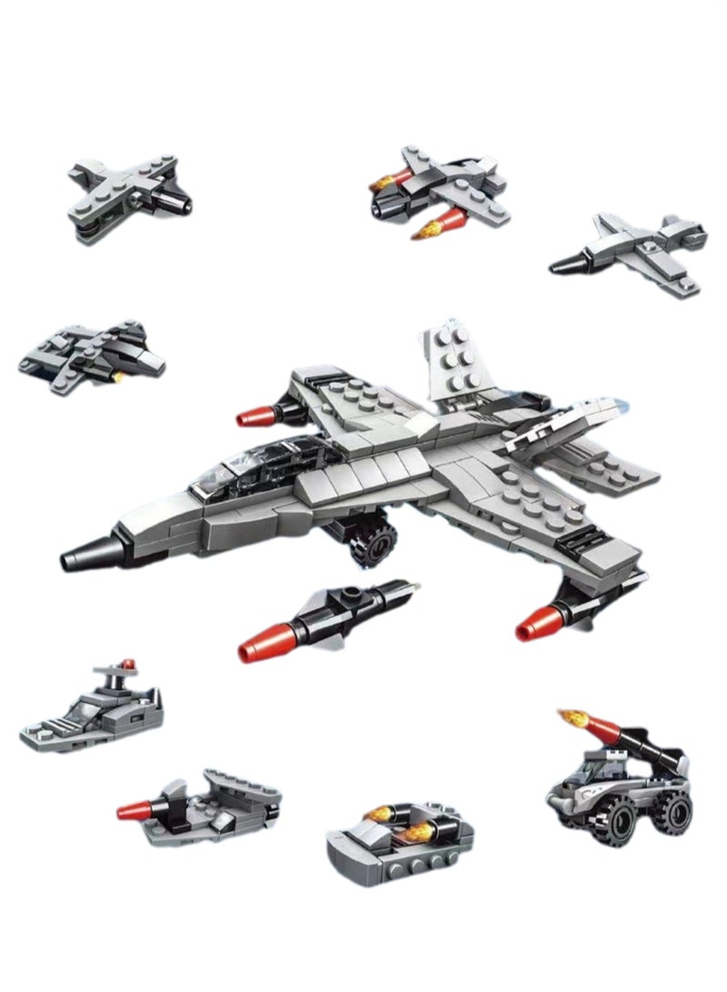 Children's Compatible Small Particle Educational Assembly Toy Building Block Set(8 In 1 Space Fighter)